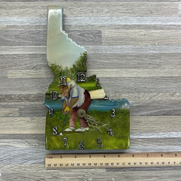 VTG Idaho Golf Clock Handmade In USA Quartz Wall Clock 10” Untested - 2O651 - Picture 2 of 5